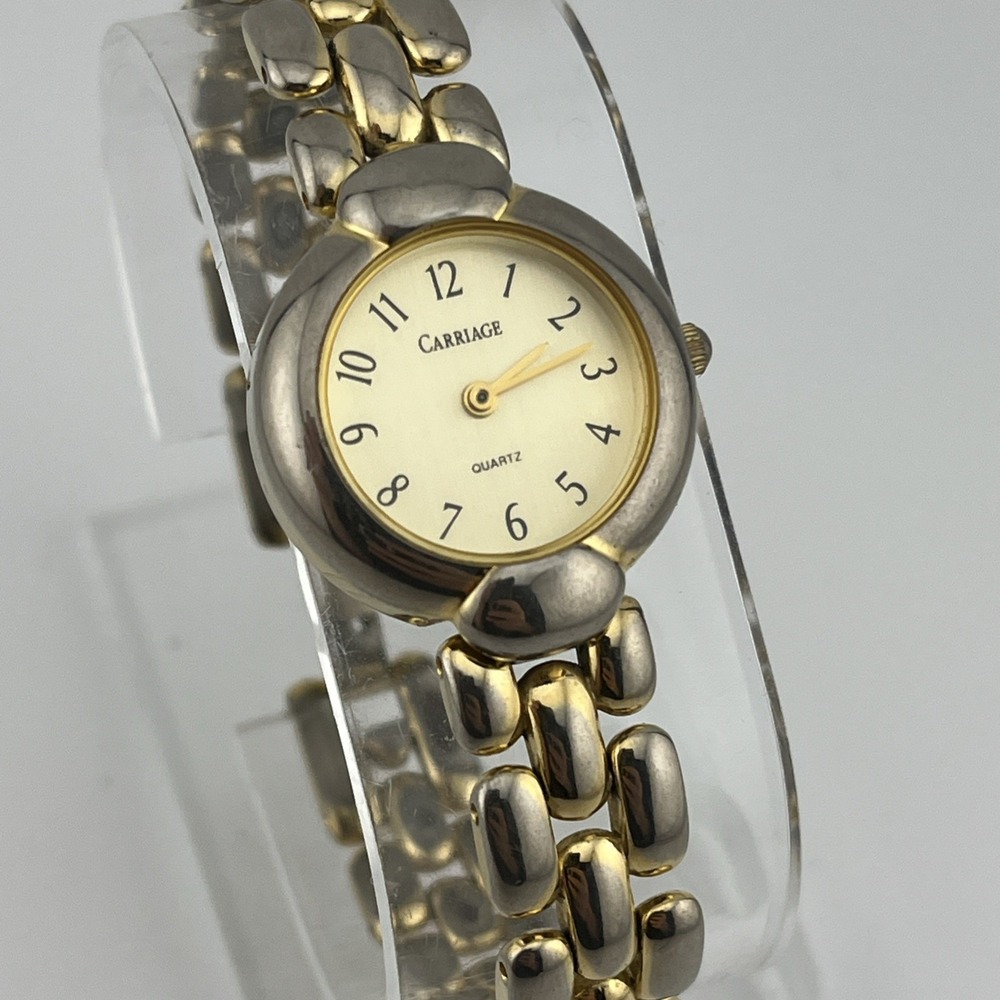 Carriage Watch Women 25mm‎ Gold Case 7" Band- New Battery